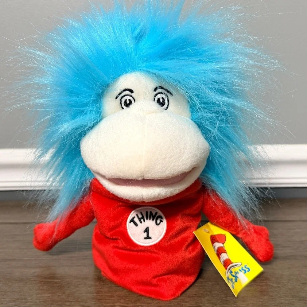 Dr Seuss Thing 1 & Thing 2 Plush Hand Puppet Dual Sided Set Cat in‎ the Hat